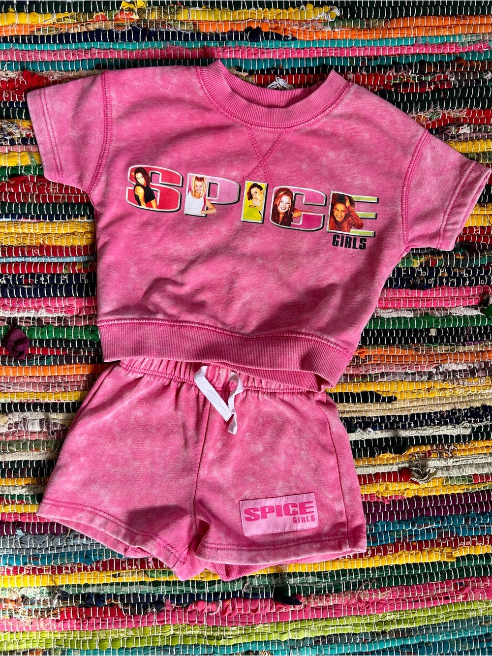 Spice Girls Pink Tie-Dye Crop Tee & Shorts Set 12 MOS